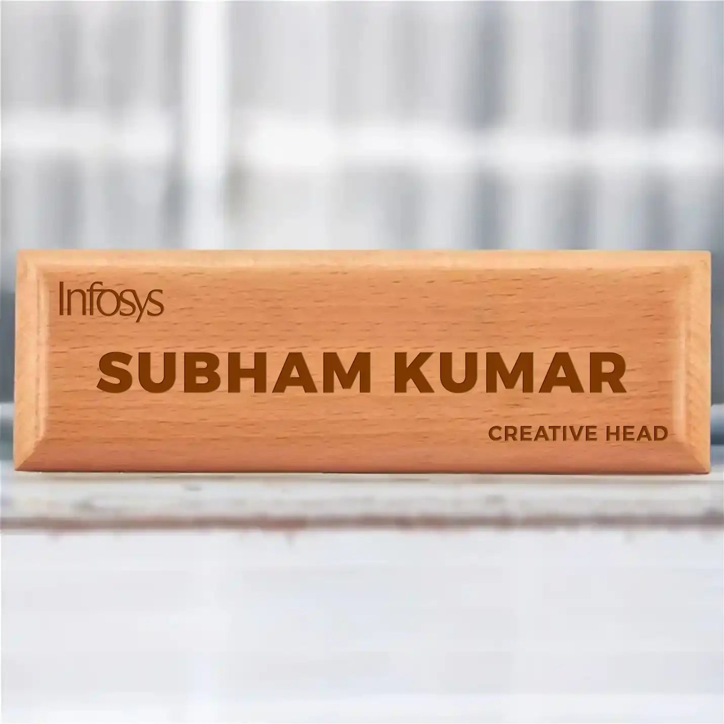 Premium-Quality Engraved Wooden Name Plate