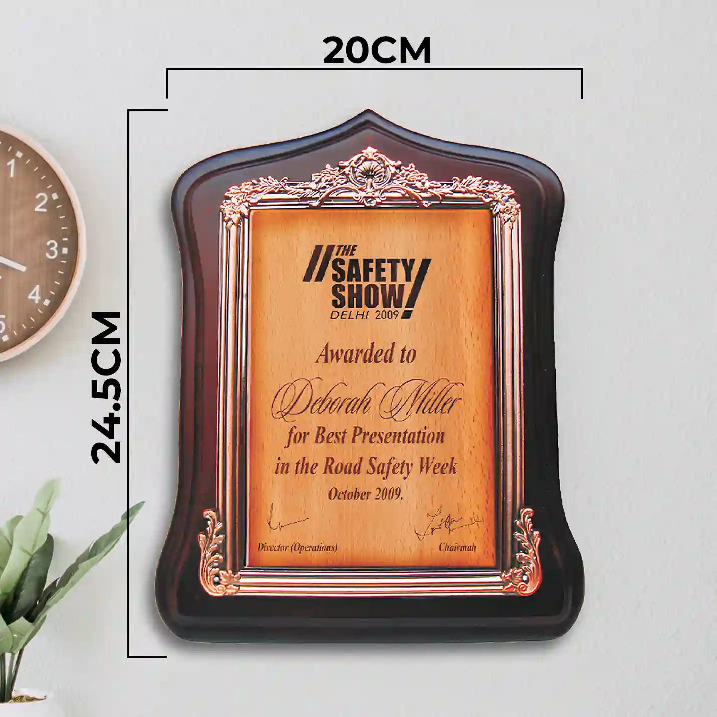 Elite Laser-Engraved Metal Plaque with Walnut Finish