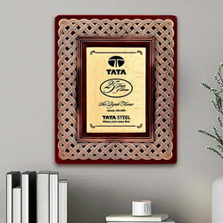 Elegant Laser-Engraved Metal Plaque with Walnut Finish