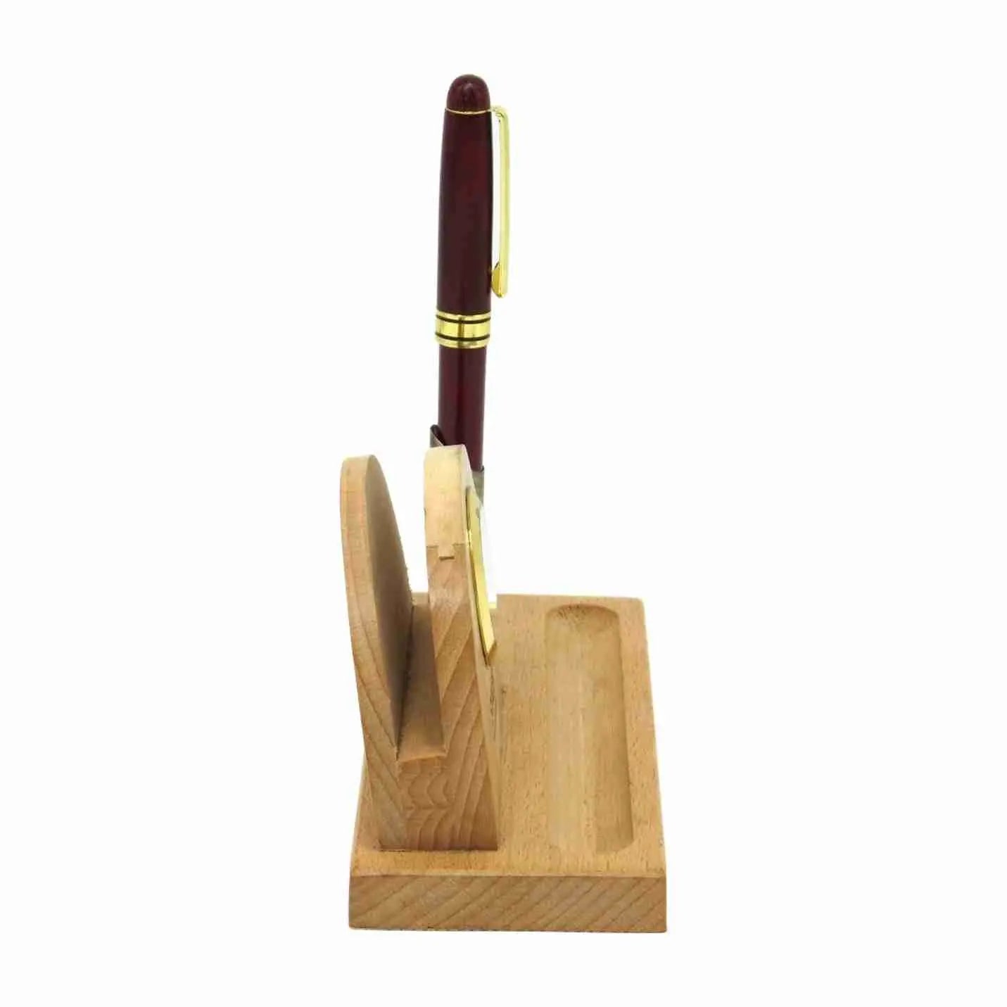 Multi-Utility Wooden Pen-Holder With Clock  Img 5