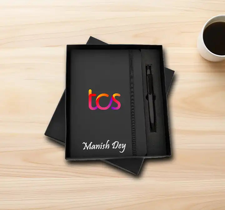 Customised Black Elastic Pen with Corporate Gift Set 