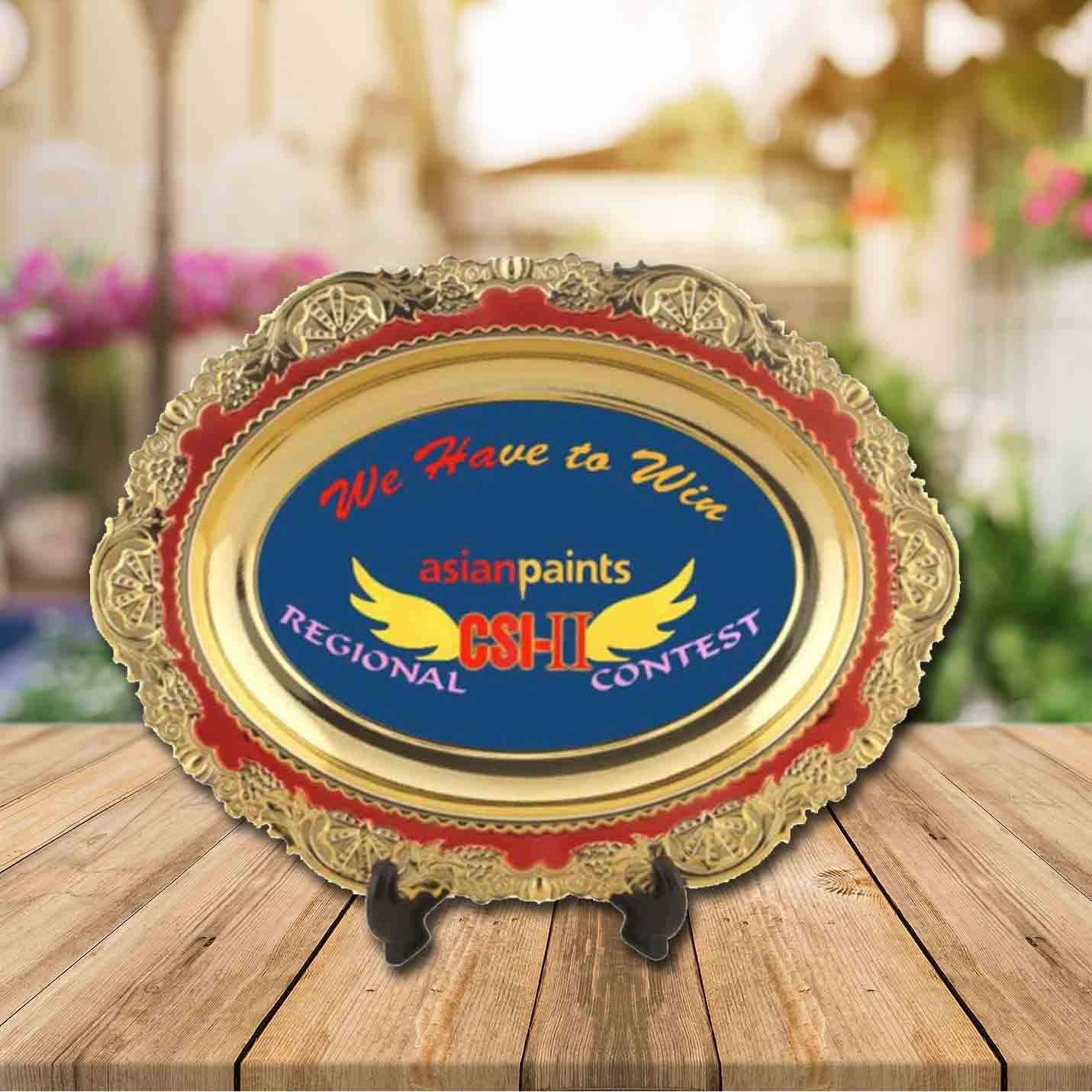 Gold Metal Crests With Stand & Box