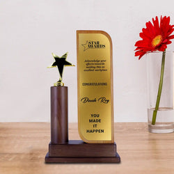 Wooden Trophy with Triumph Metal star