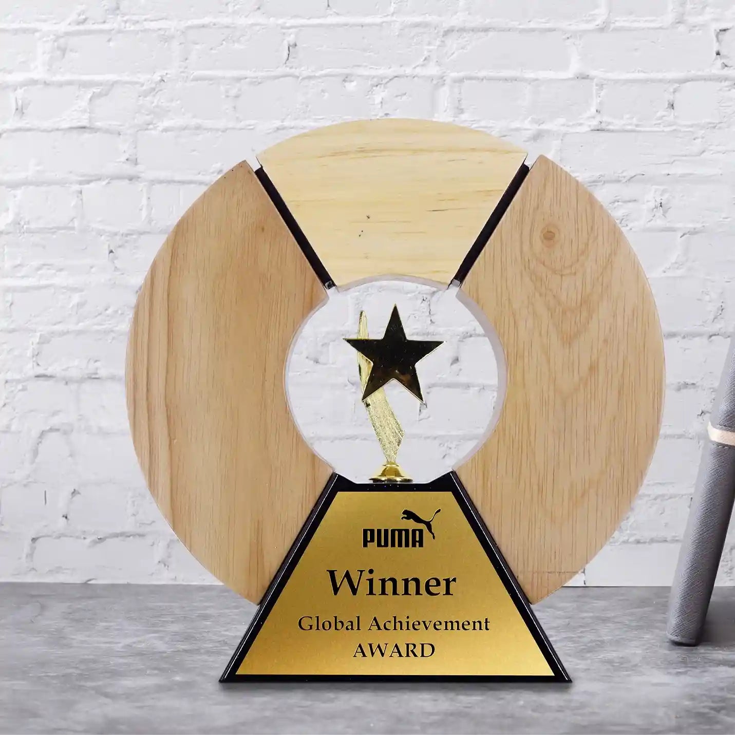 Wooden & Metal Star Trophy