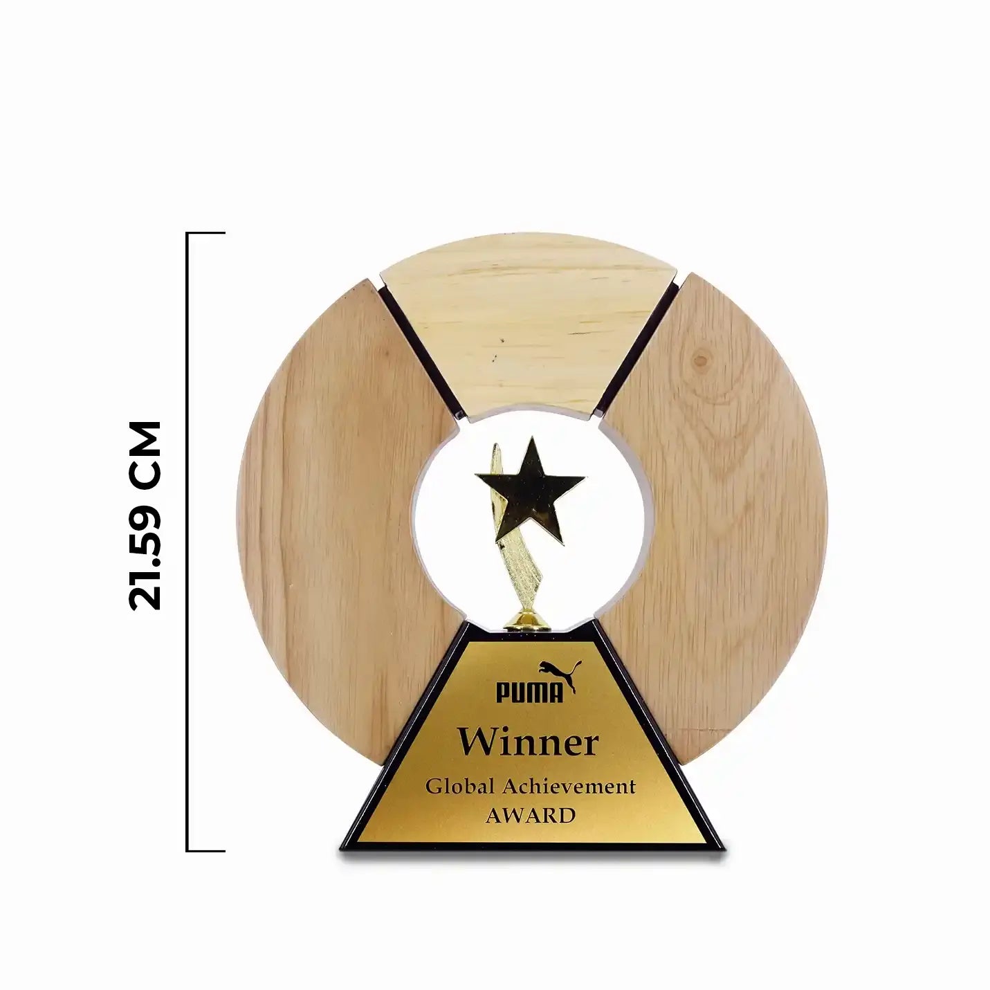 Prestigious Circular Wooden & Metal Star Trophy Img 2