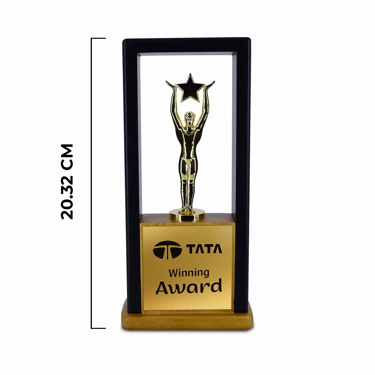 Premium-Quality Wooden Trophy with Metal Statue Img 2