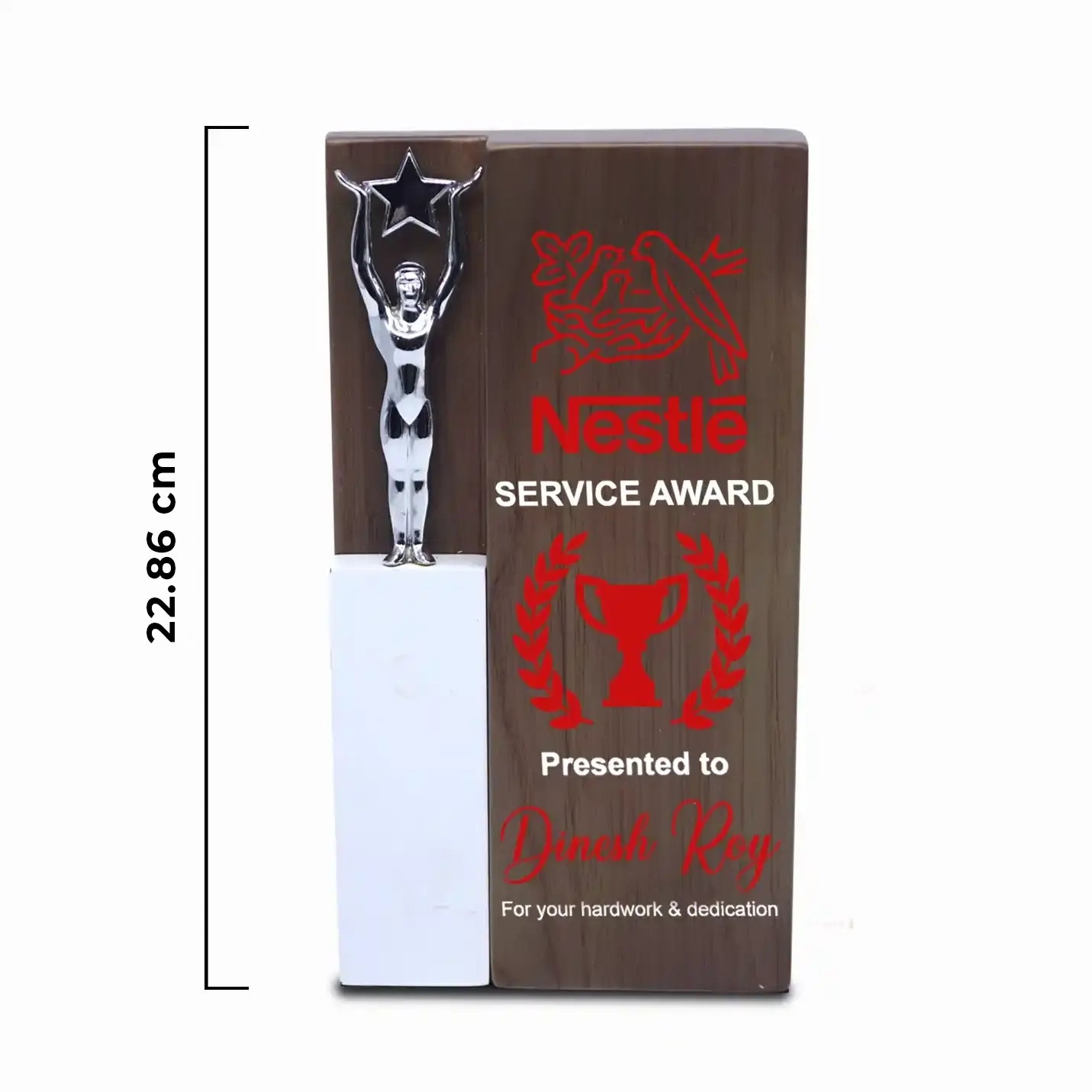 Apex Wooden Plaque with Human Metal Trophy Img 2