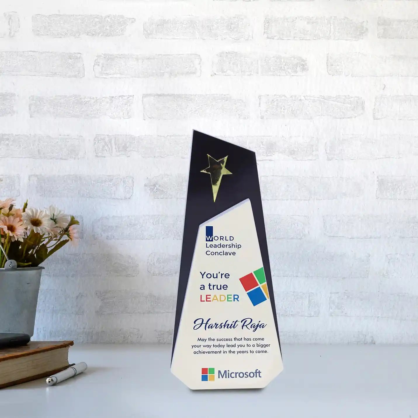 Wooden Trophy with Triumph Metal Star