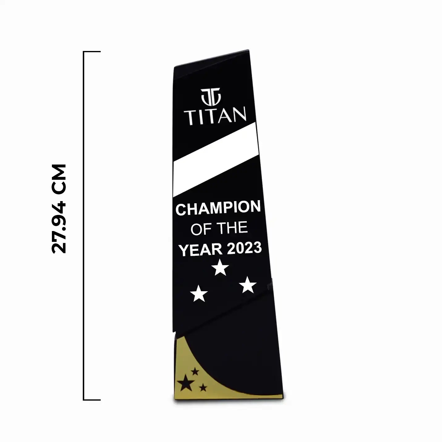 Premium Wooden Black Block Trophy with Golden rim Img 2