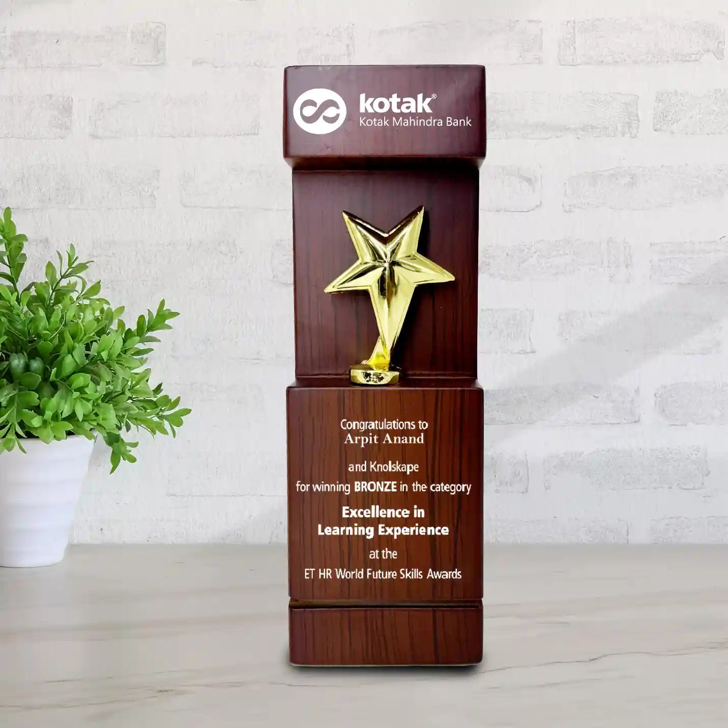 Exquisite Achievement Wooden Star Trophy 