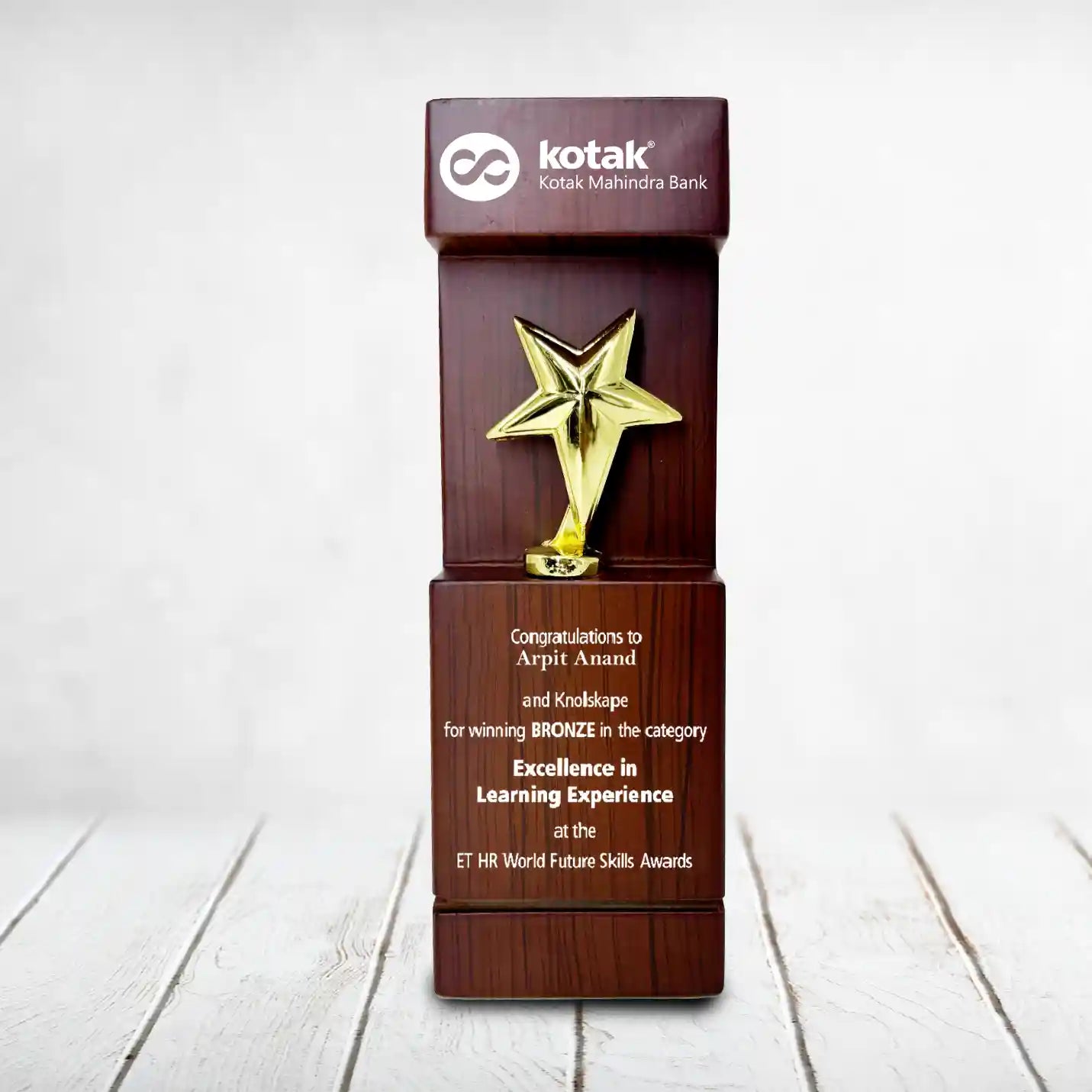 Exquisite Achievement Wooden Star Trophy 