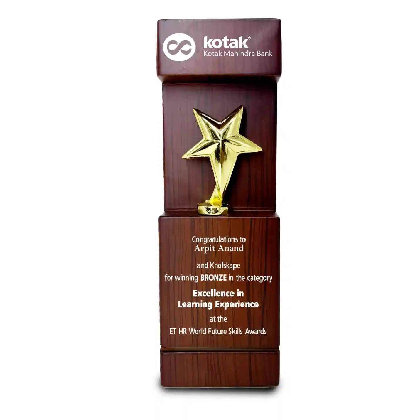 Exquisite Achievement Wooden Star Trophy 