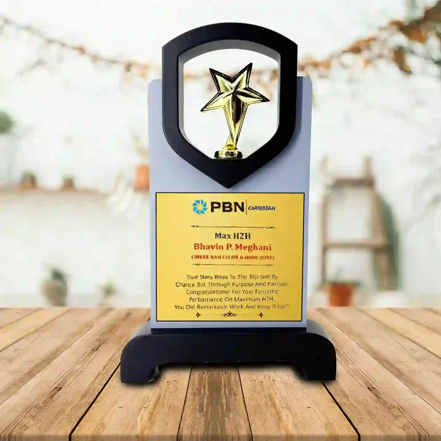 Premium-quality Victory Wooden Star Trophy