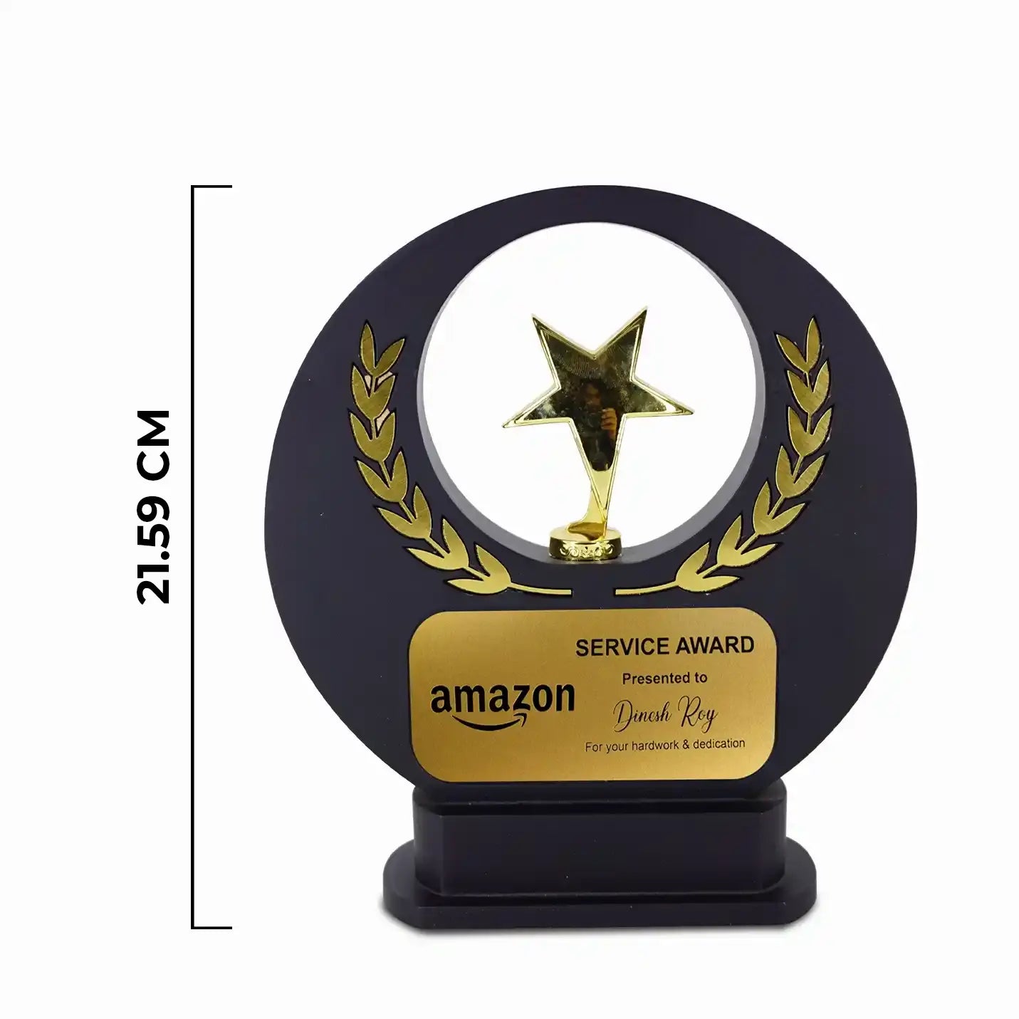 Exquisite Black Wooden Trophy with Metal Star in Centre Img 2