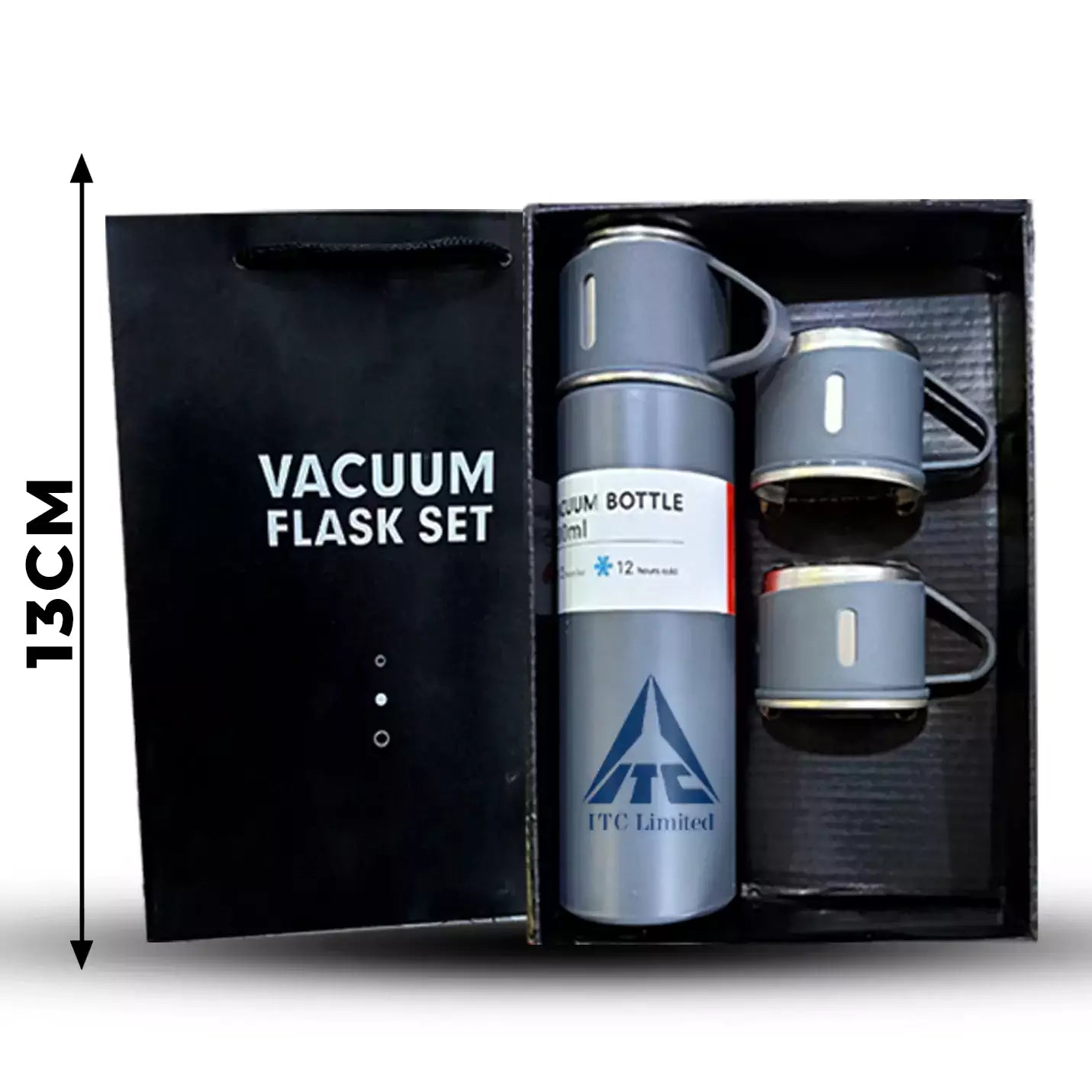 Top-Quality Grey Vacuum Flask Set with 3 Cups