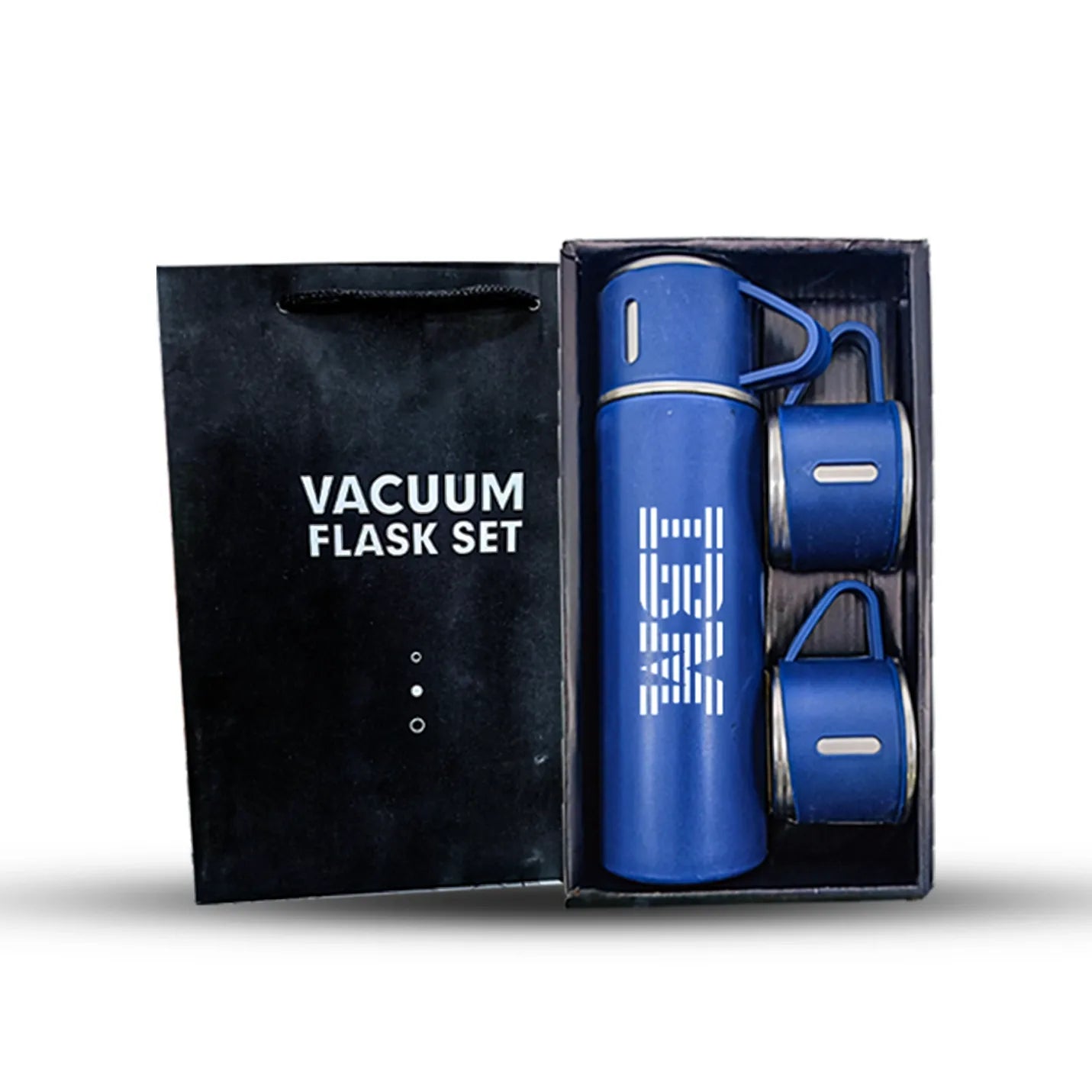 Stylish Blue Vacuum Flask Set with 3 Cups Img 2