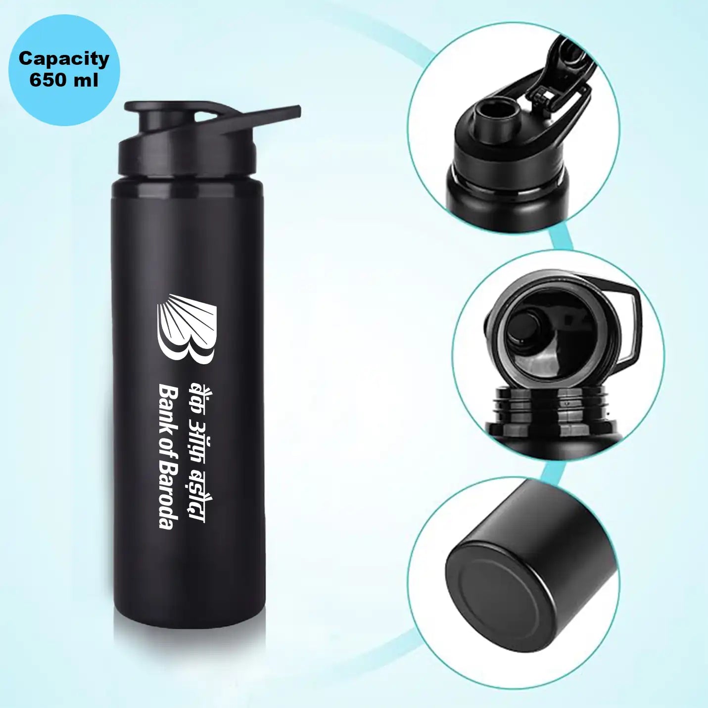 Top-quality Black Logo Portable Steel Bottle Img 2