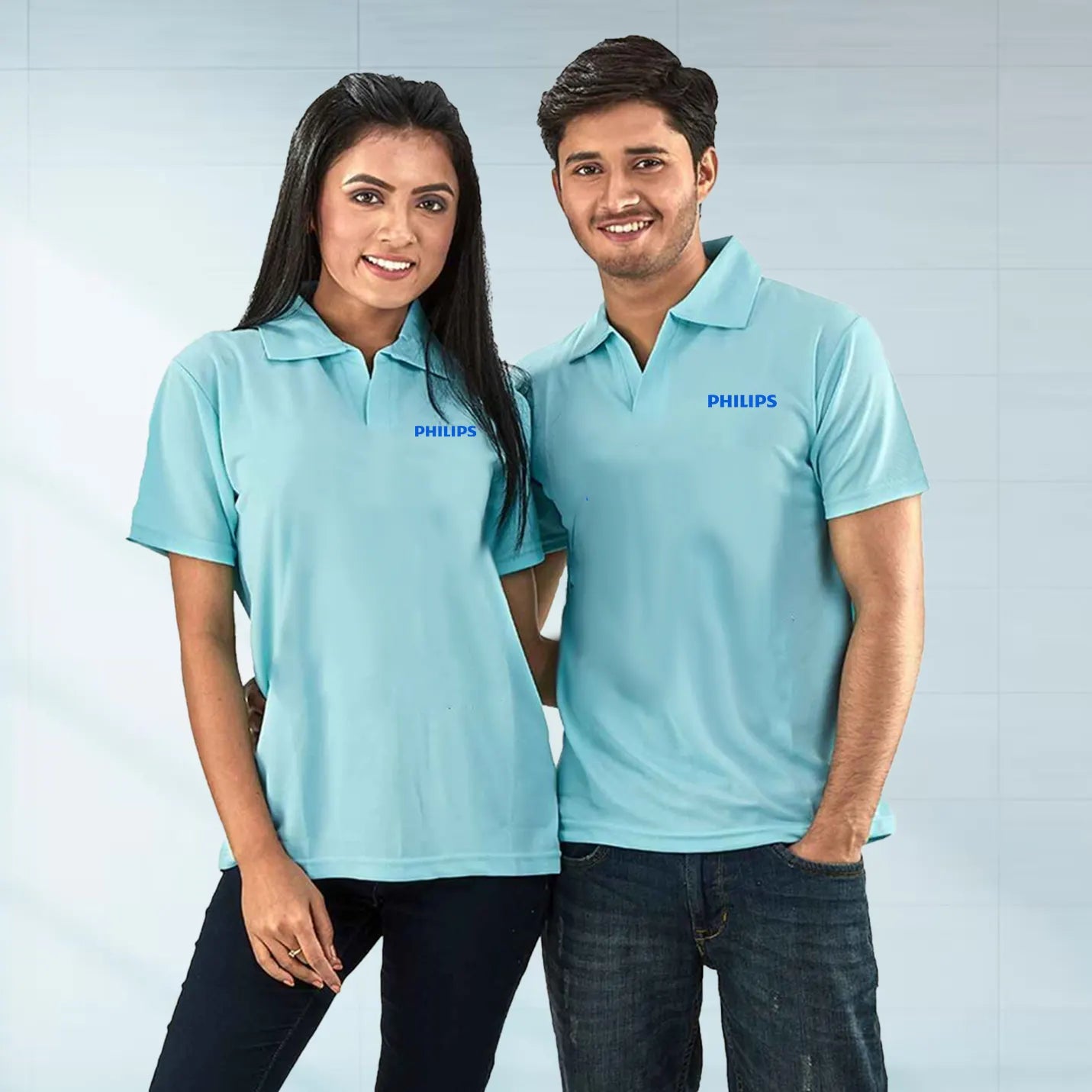 Vintage Sublimatable Polo Neck Blue T-shirts  Img 1