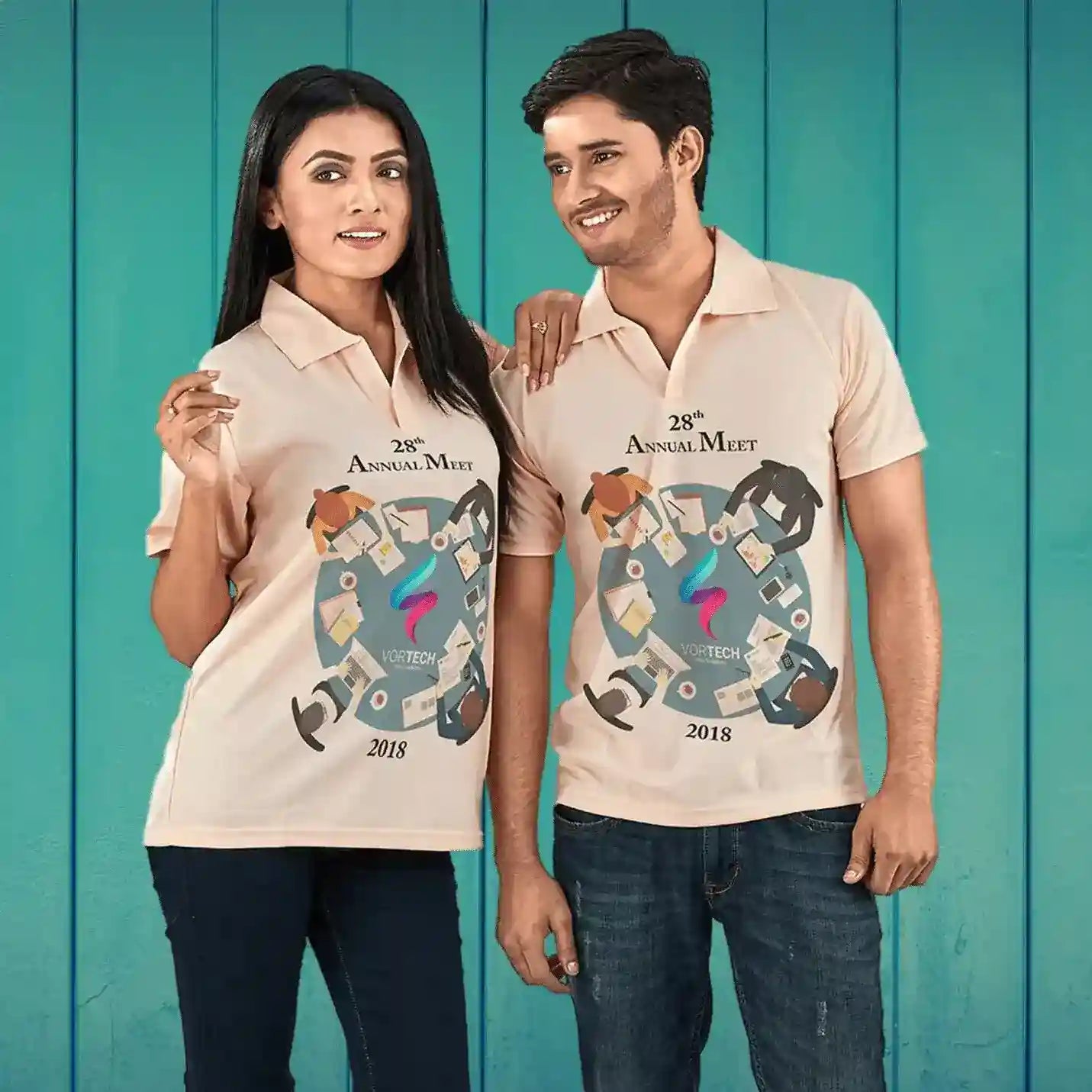 Timeless Sublimatable Polo Neck Peach T-shirts  Img 1