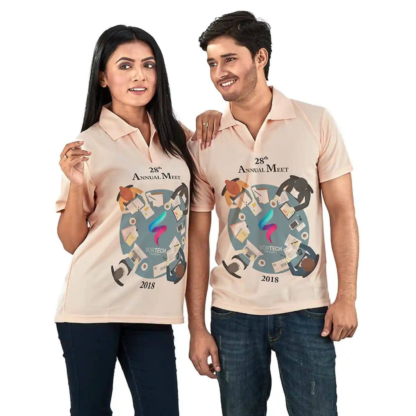 Timeless Sublimatable Polo Neck Peach T-shirts Img 2