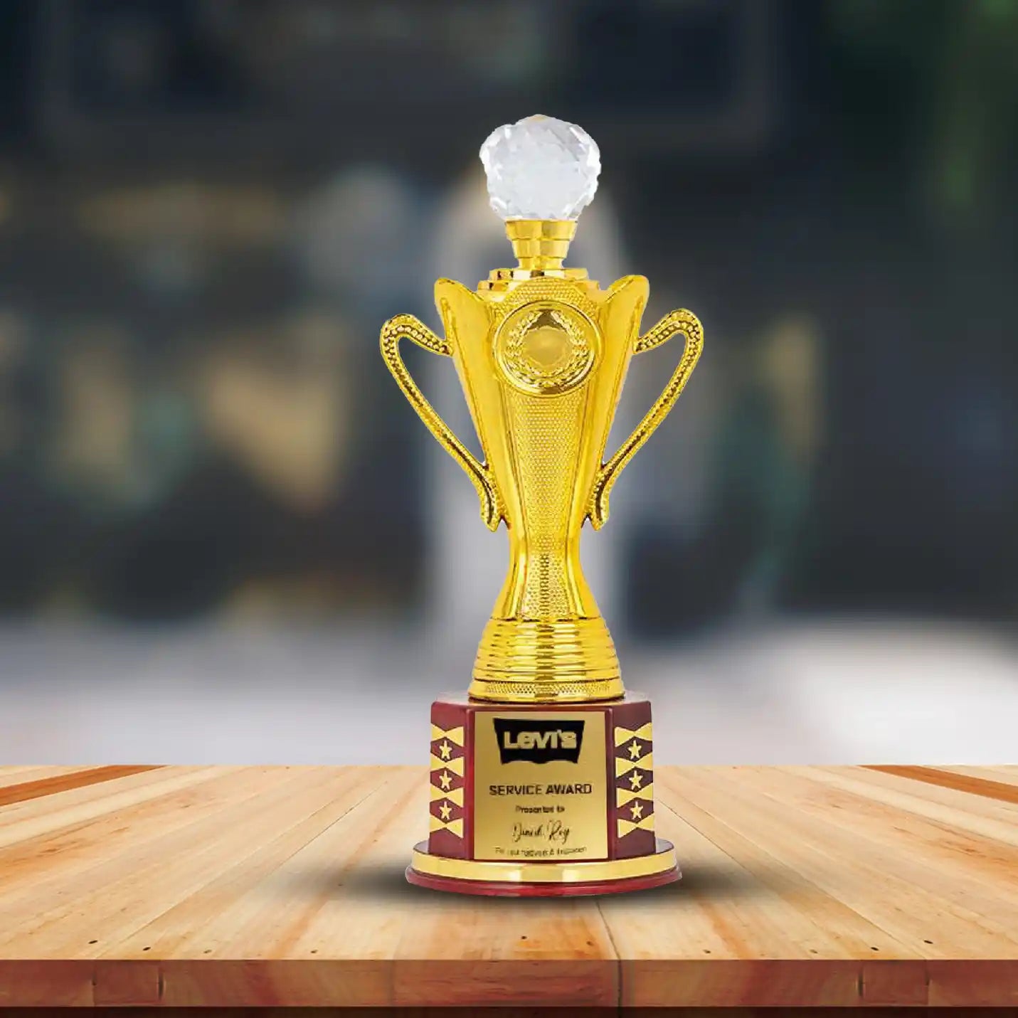 Premium Crystal-Crowned Excellence Gold Trophy