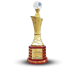 Elegant Crystal-Studded Champion's Gold Trophy