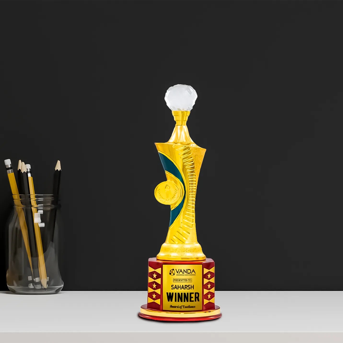 Premium Crystal-Crowned Victory Trophy Img 1