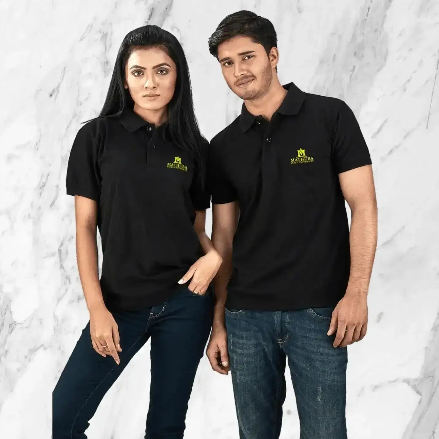Casual Pure Cotton Polo Neck Black T-shirts  Img 1