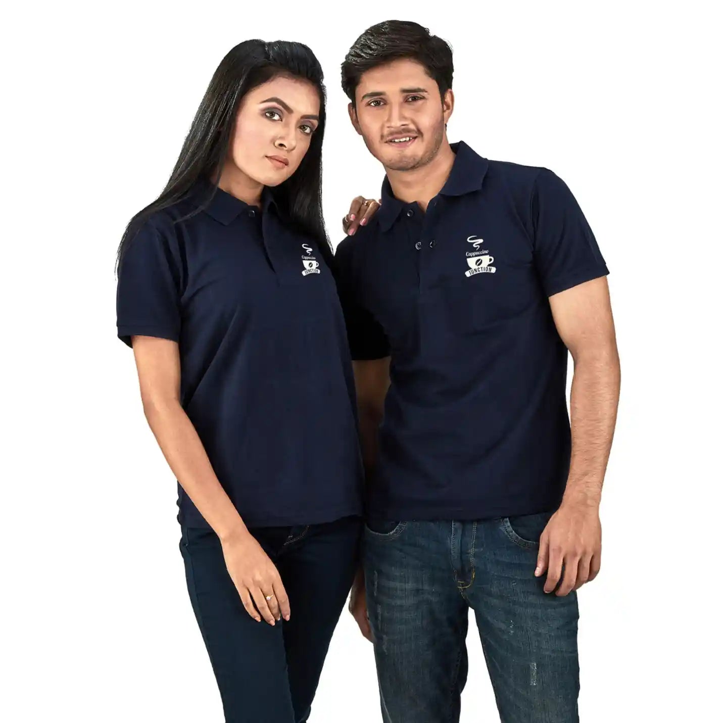 Classic Pure Cotton Polo Neck Navy Blue T-shirts Img 2