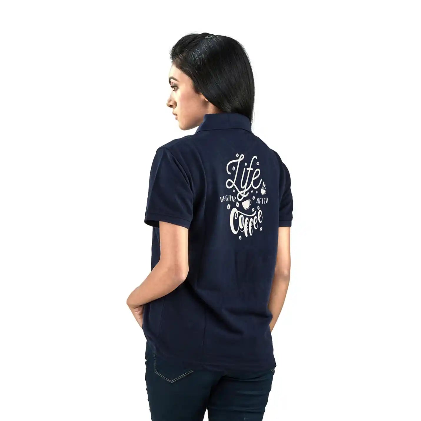 Classic Pure Cotton Polo Neck Navy Blue T-shirts Img 4