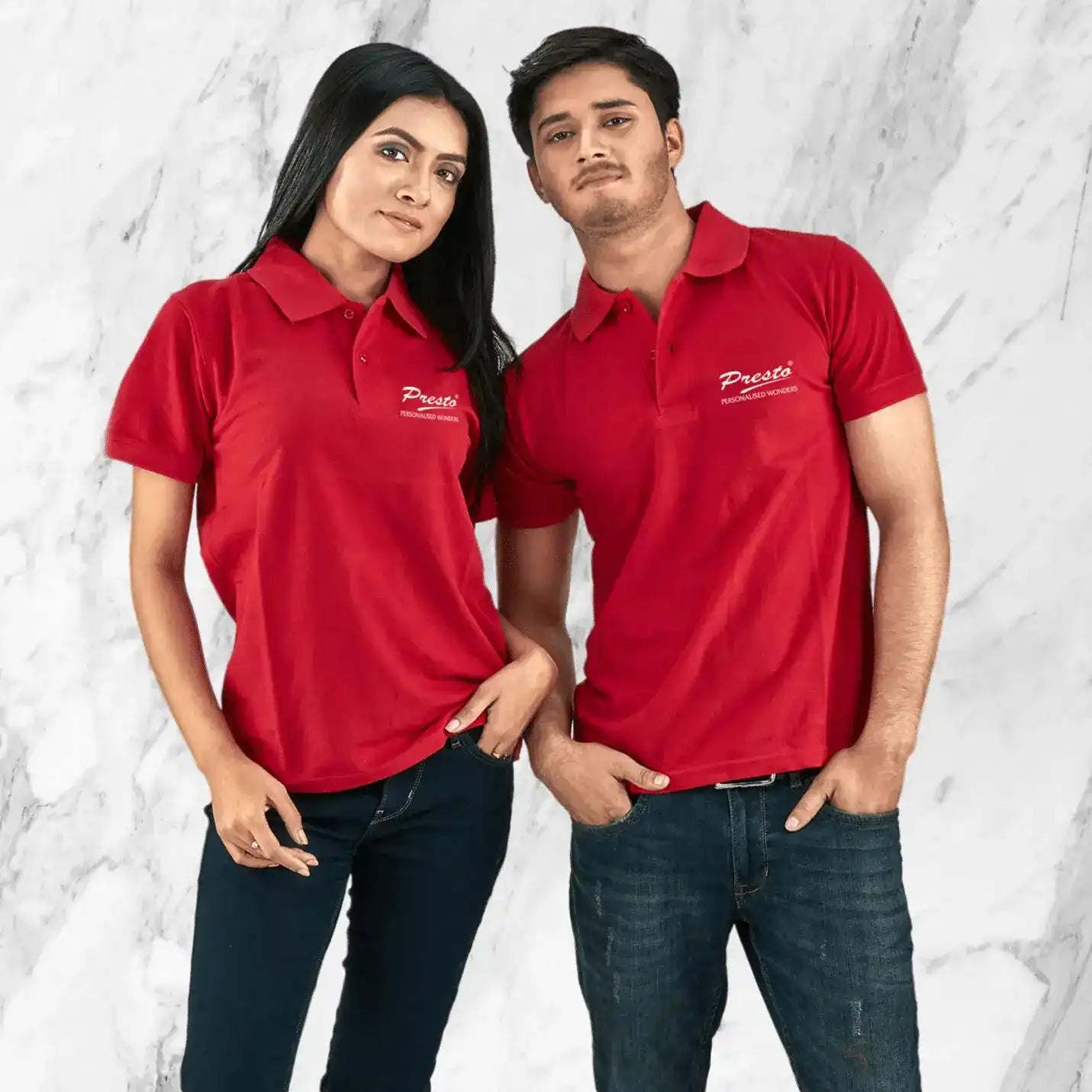 Minimalist Pure Cotton Polo Neck Red T-shirts