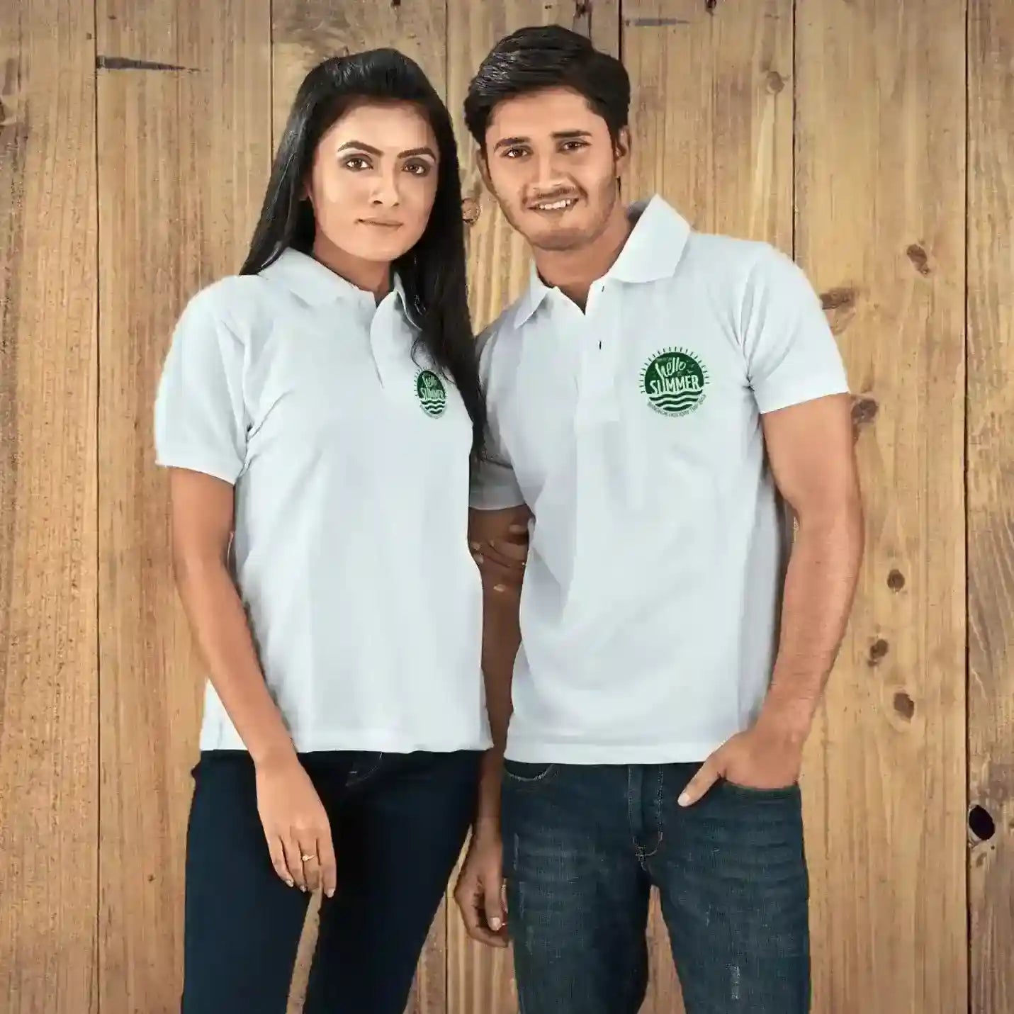 Basic Pure Cotton Polo Neck White T-shirts  Img 1