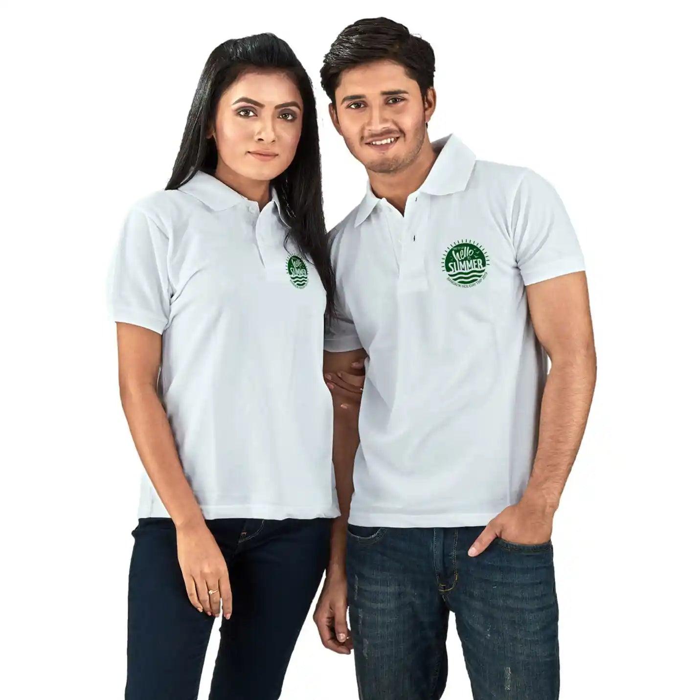 Basic Pure Cotton Polo Neck White T-shirts Img 2