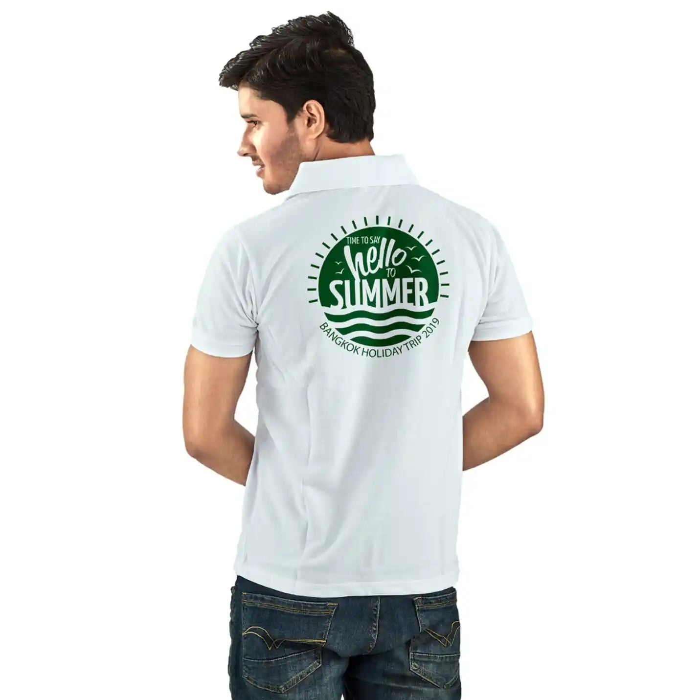 Basic Pure Cotton Polo Neck White T-shirts Img 3