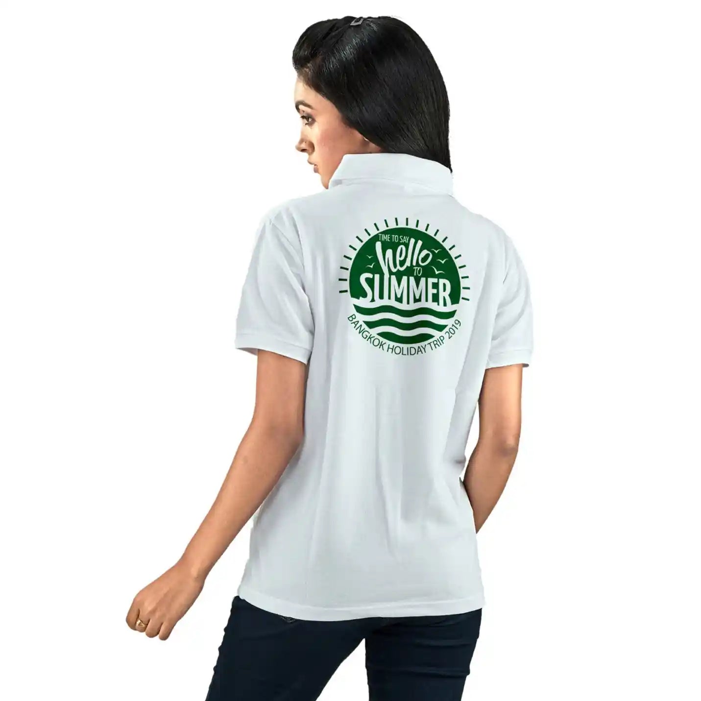 Basic Pure Cotton Polo Neck White T-shirts Img 4