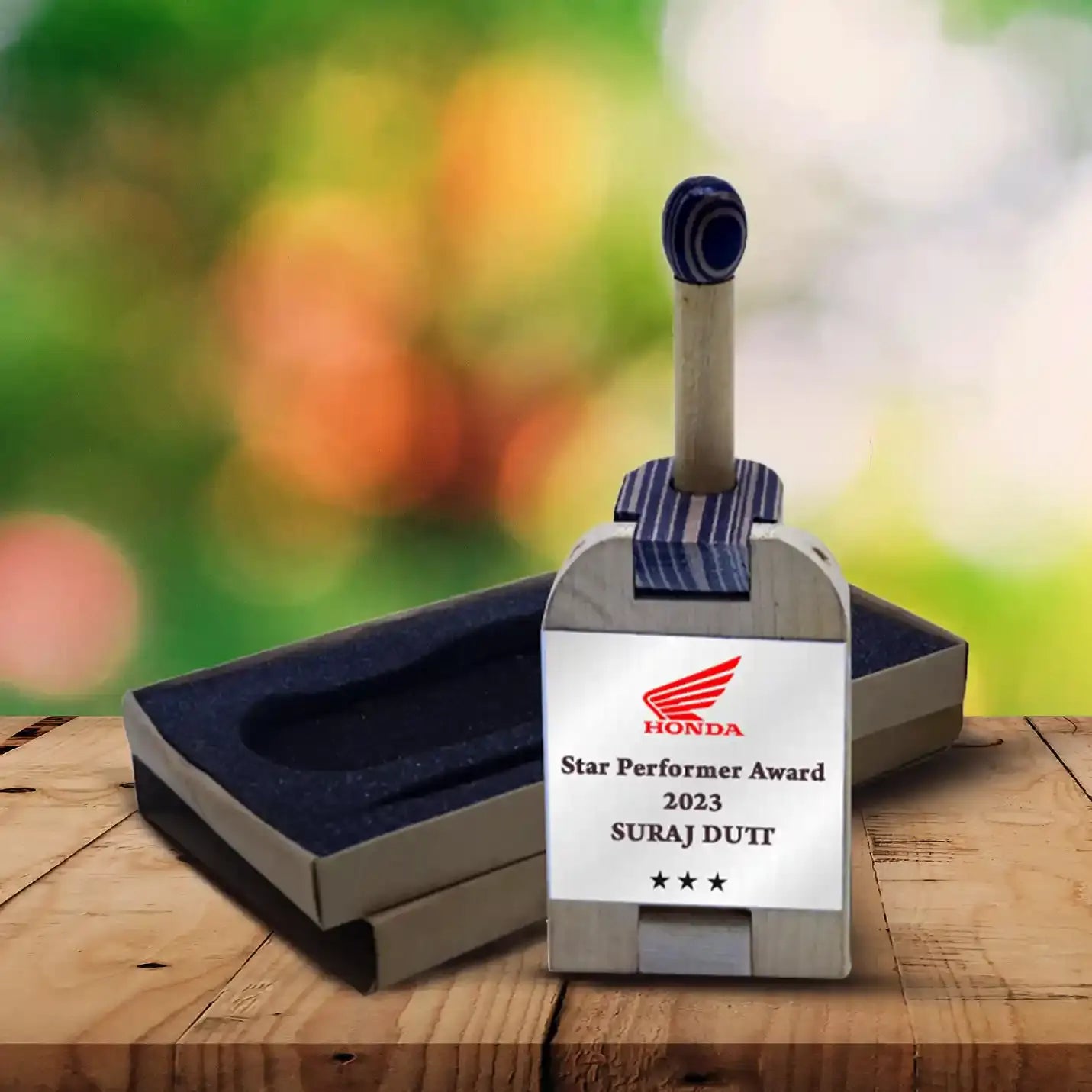 Elegant Sublimation-Print Wooden Pen Stand Img 1