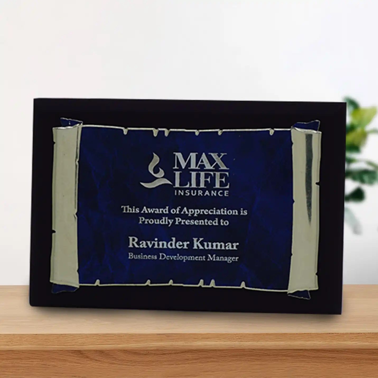 Custom Design Wooden Plaque With Metal Sheet Mounted Img 1