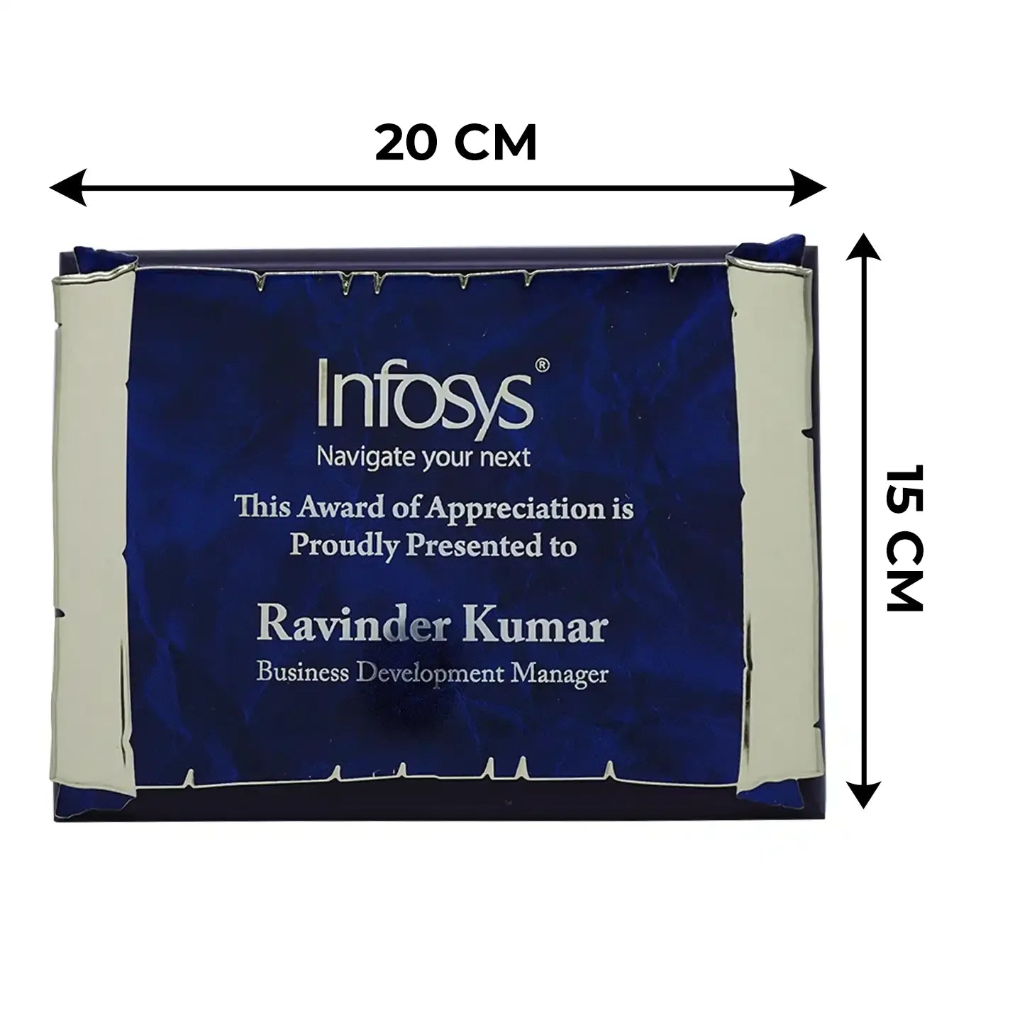 Customized Engraved Wooden Plaque With Metal Sheet Mounted Img 2