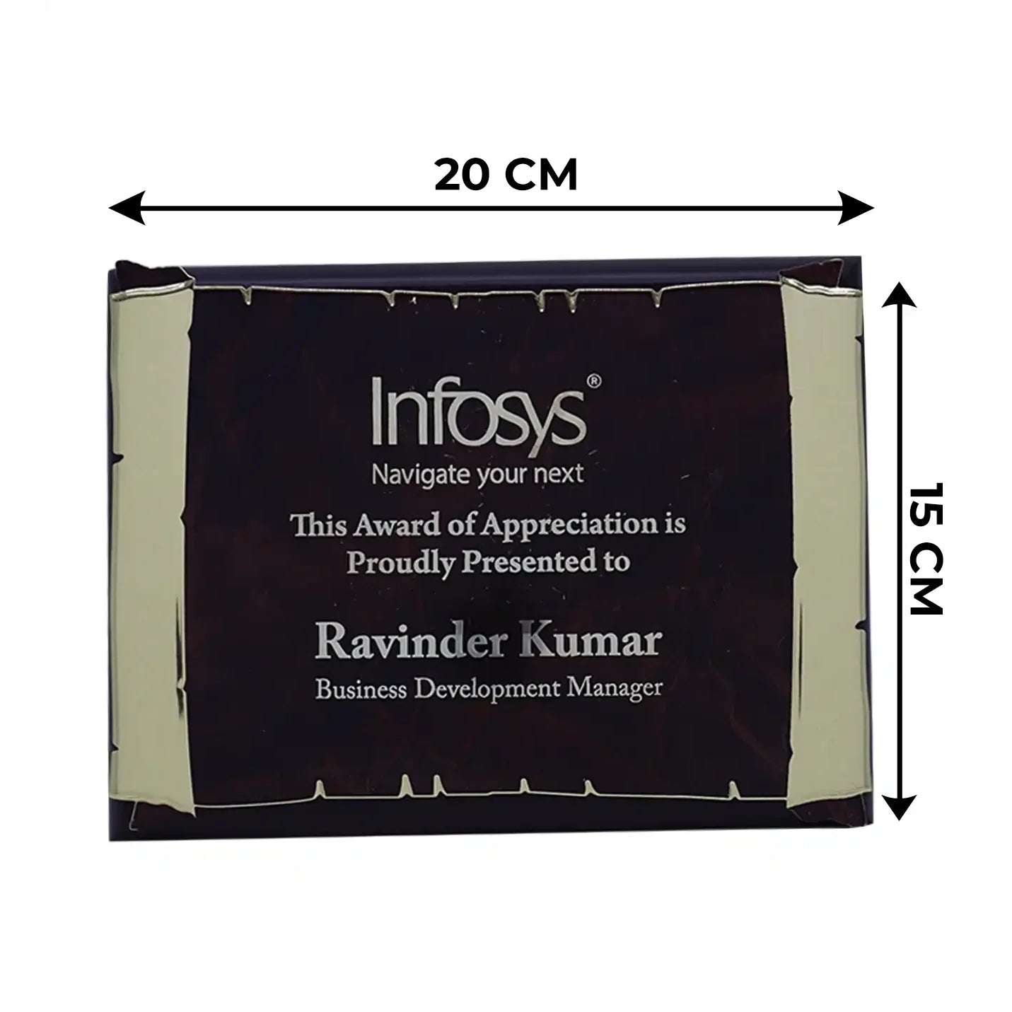 Personalized Engraved Wooden Plaque With Metal Sheet Mounted Img 2