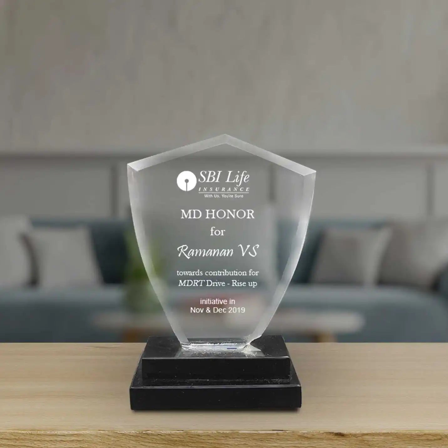 Elite Crystal Crest Trophy