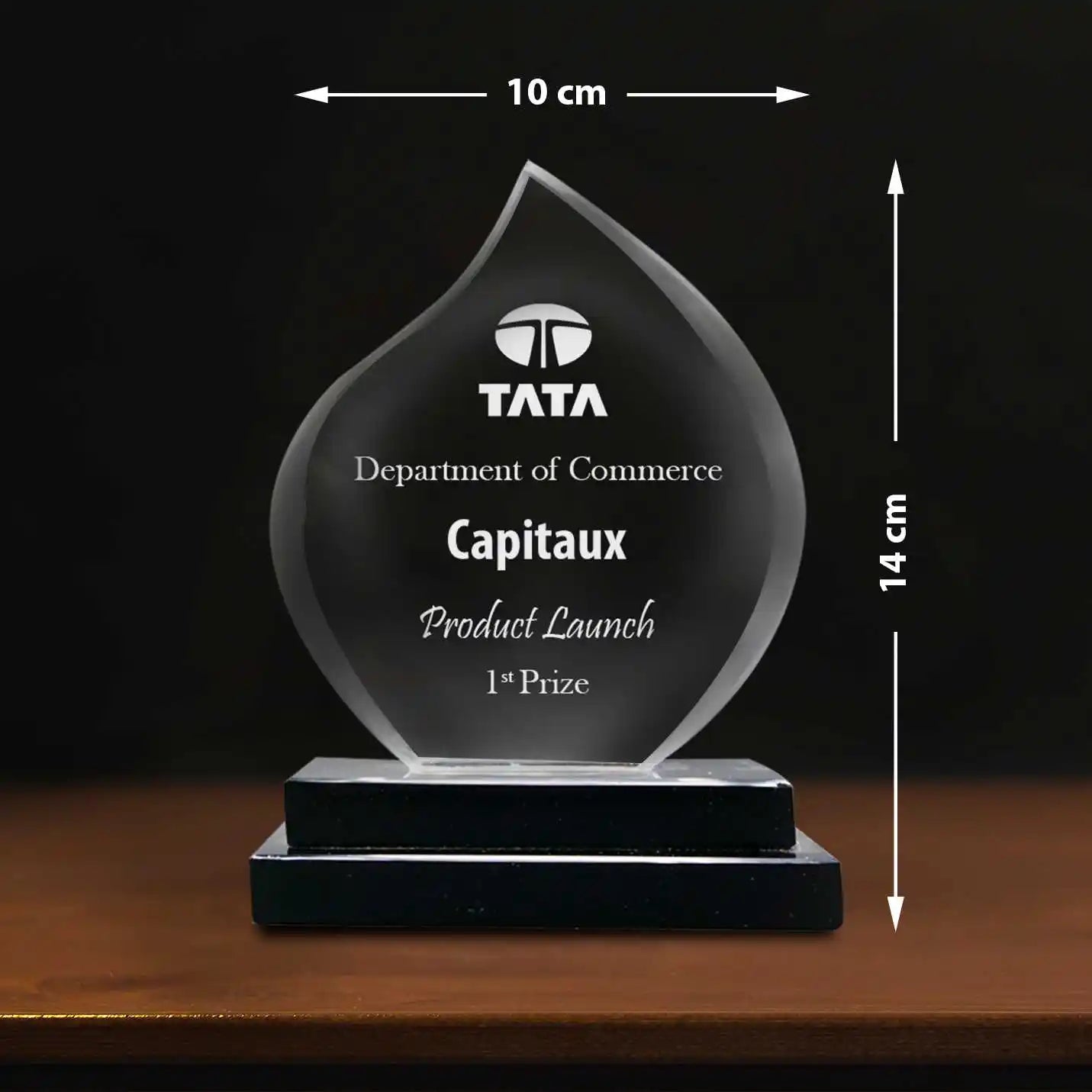 Premium Crystal Trophy with Black Base Img 2