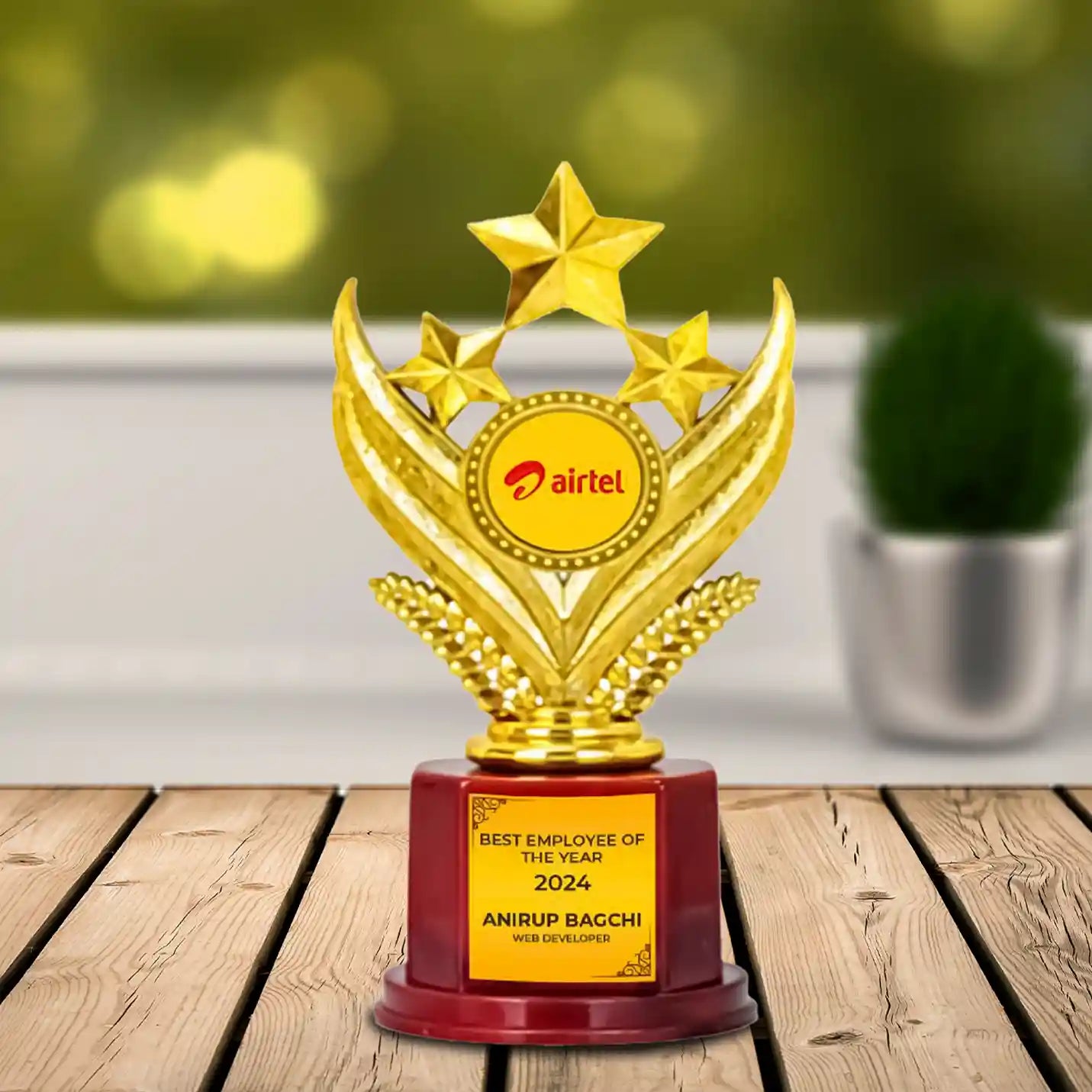 Top-quality Golden 3-Star Victory Trophy