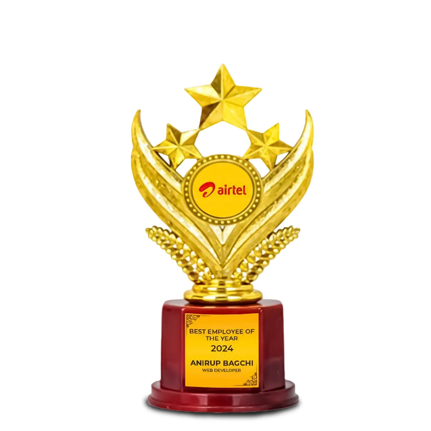 Top-quality Golden 3-Star Victory Trophy