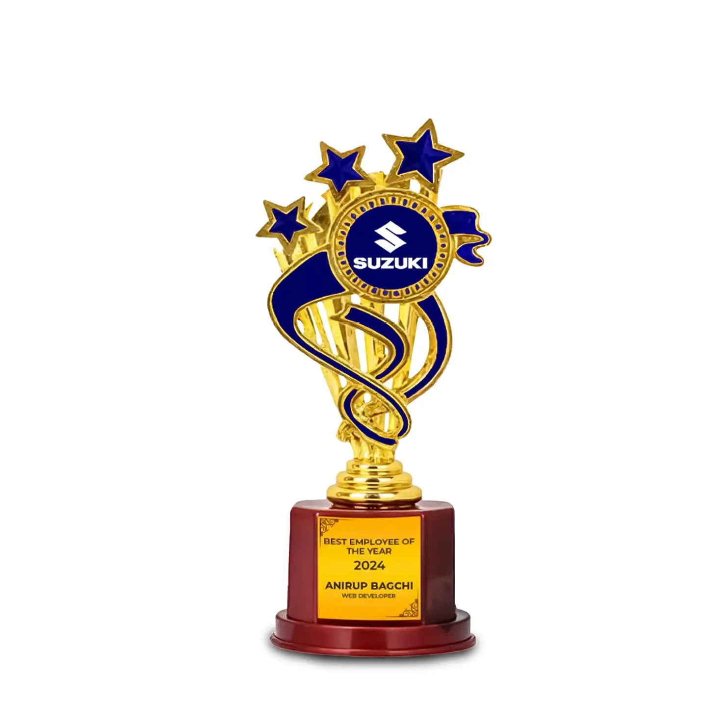 Magnificent Blue 3-Star Golden Achievement Trophy