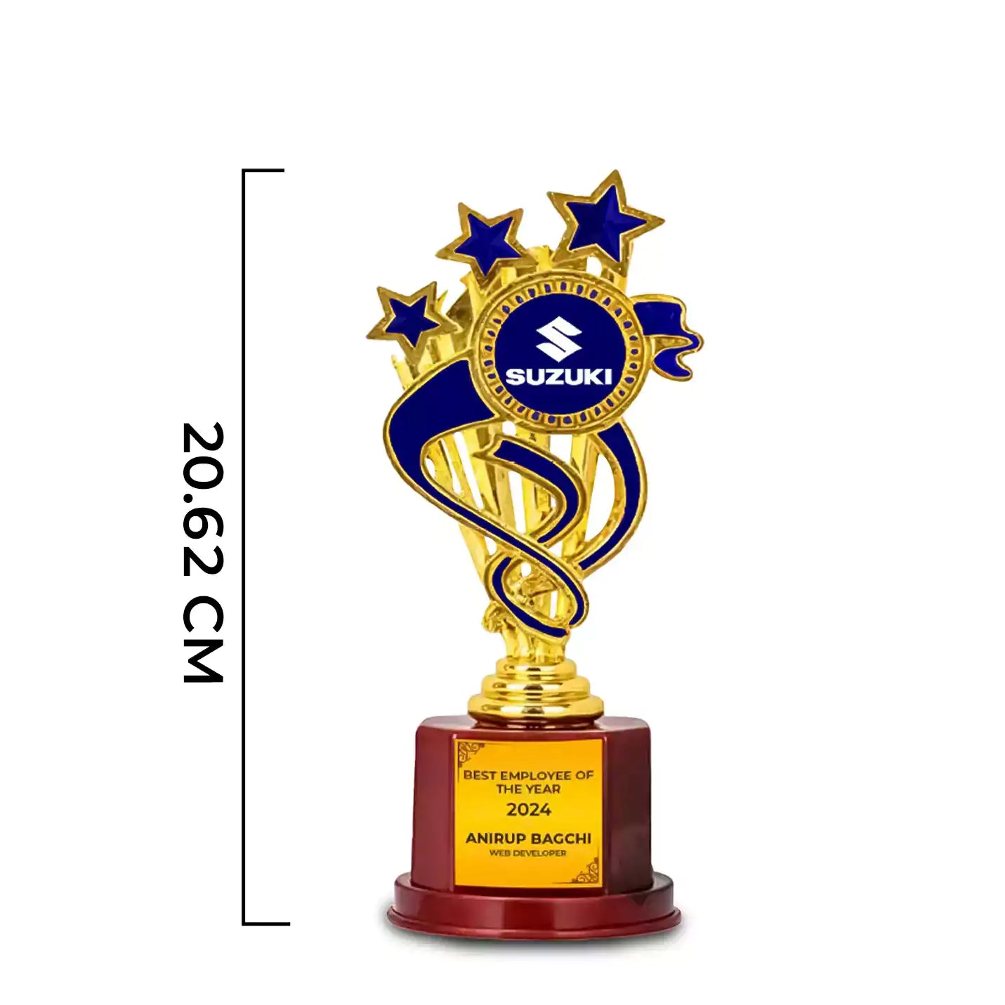 Magnificent Blue 3-Star Golden Achievement Trophy