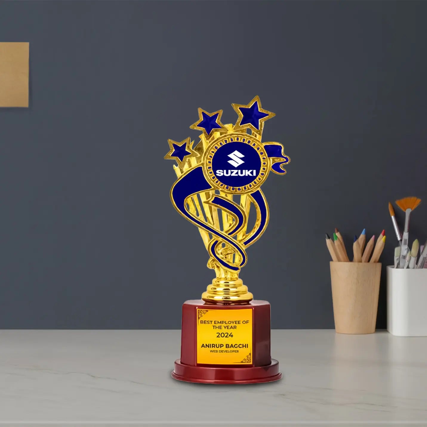 Prestigious Blue 3-Star Golden Victory Trophy