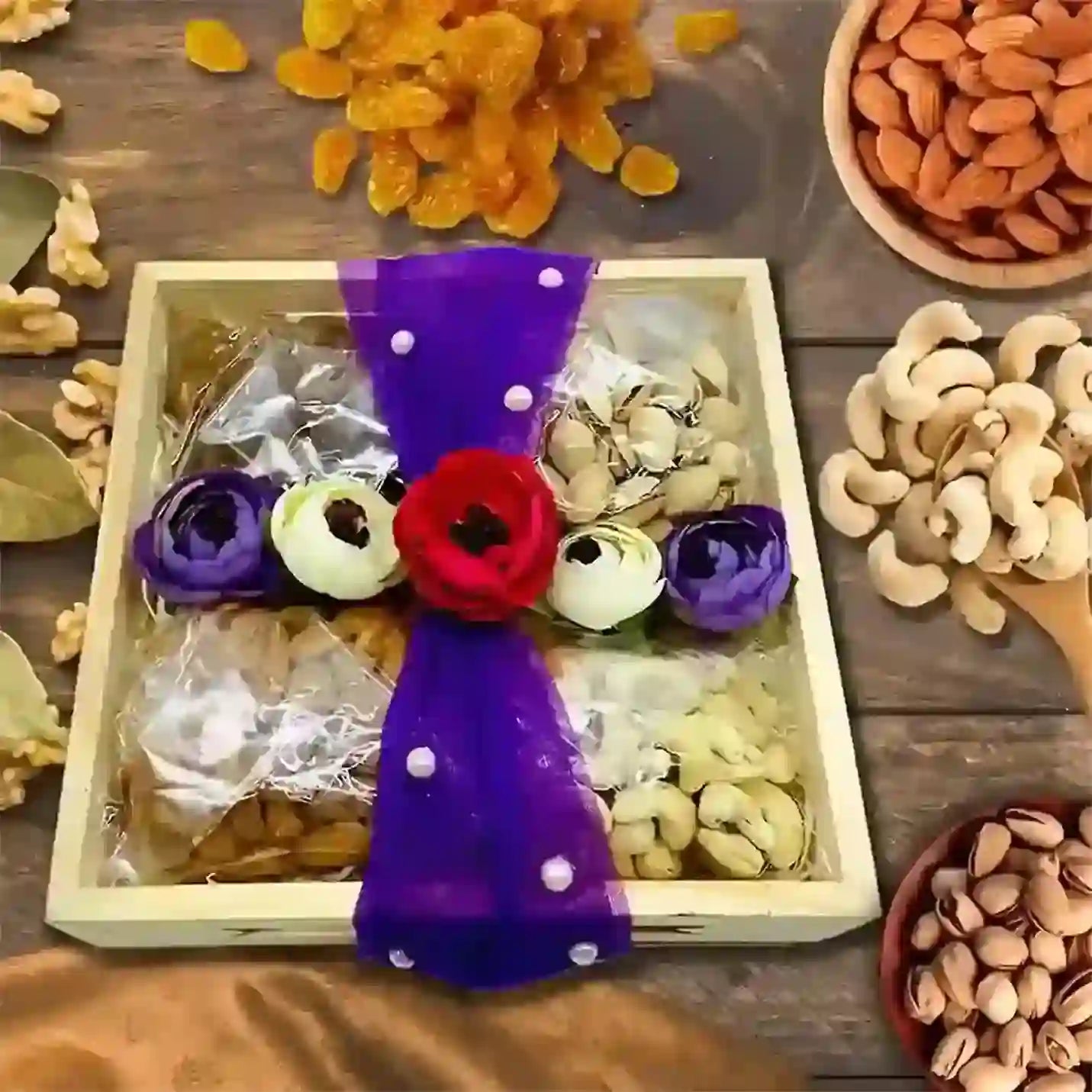 Best-quality Tasty & Crunchy Diwali Dry fruit Wooden Tray