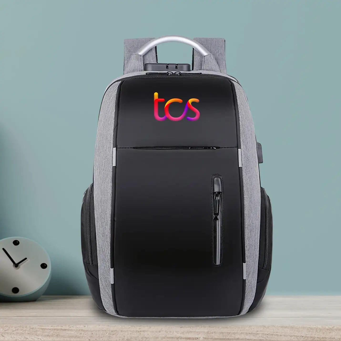 Custom Design  Grey Anti Theft Travel Laptop Bag