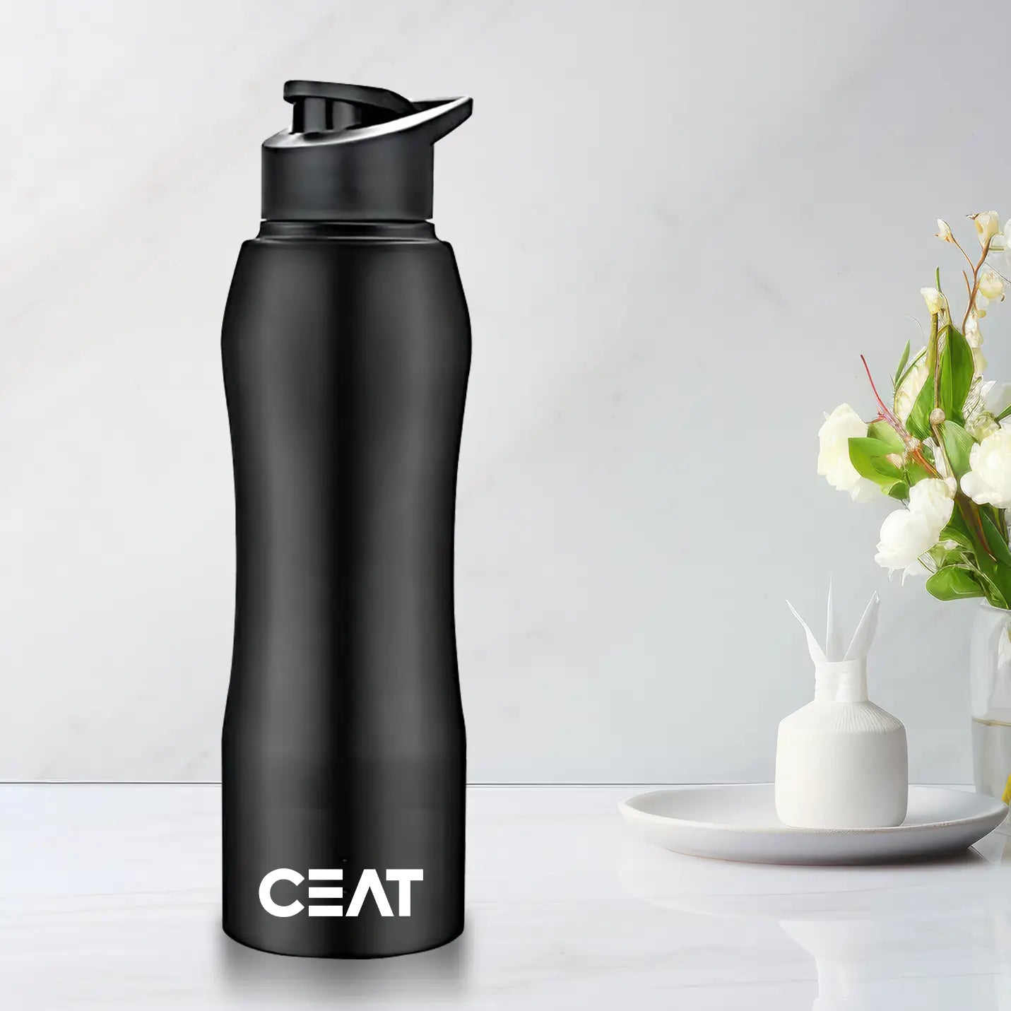 Best-Quality Curvy Black Insulated Steel Bottle  Img 1