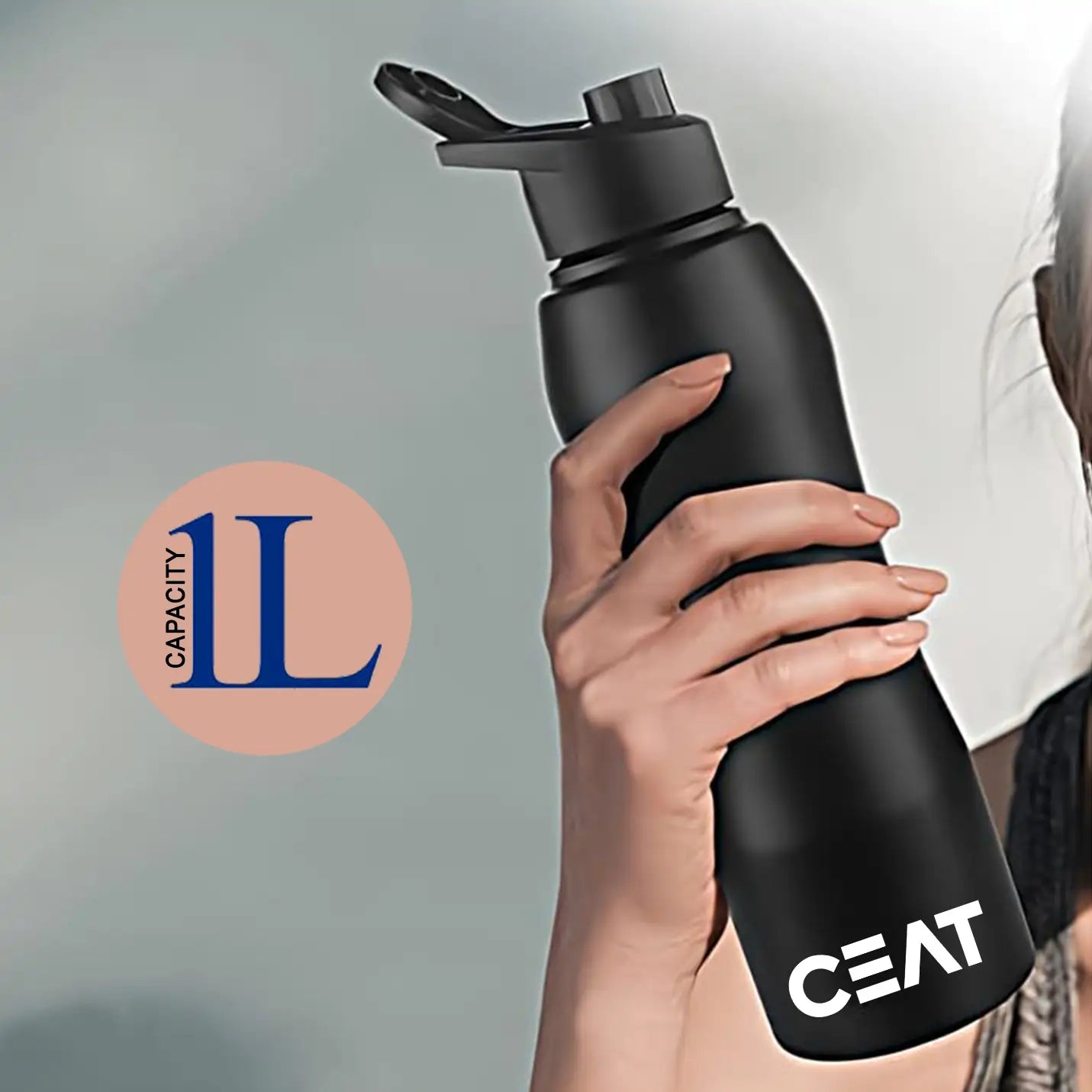 Best-Quality Curvy Black Insulated Steel Bottle Img 2